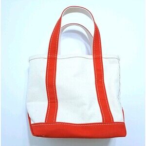 LL Bean Small Boat Tote Bag Red Canvas 12x10x6 Zipper Zip 112643
